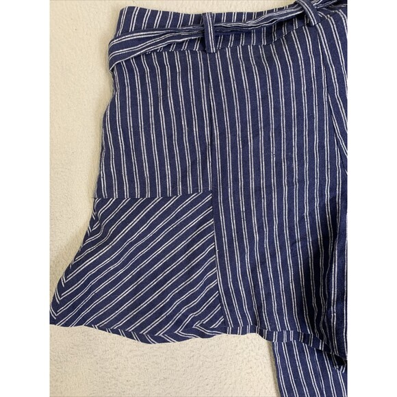 Parker Shorts Women’s Size 4 Nordstrom Rack NWT Blue W/White Pinstripes Tie Belt - Picture 11 of 16